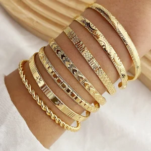Layered Gold Tone Bangle Set