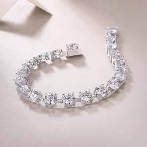 18K Gold Moissanite Silver Tennis Bracelet